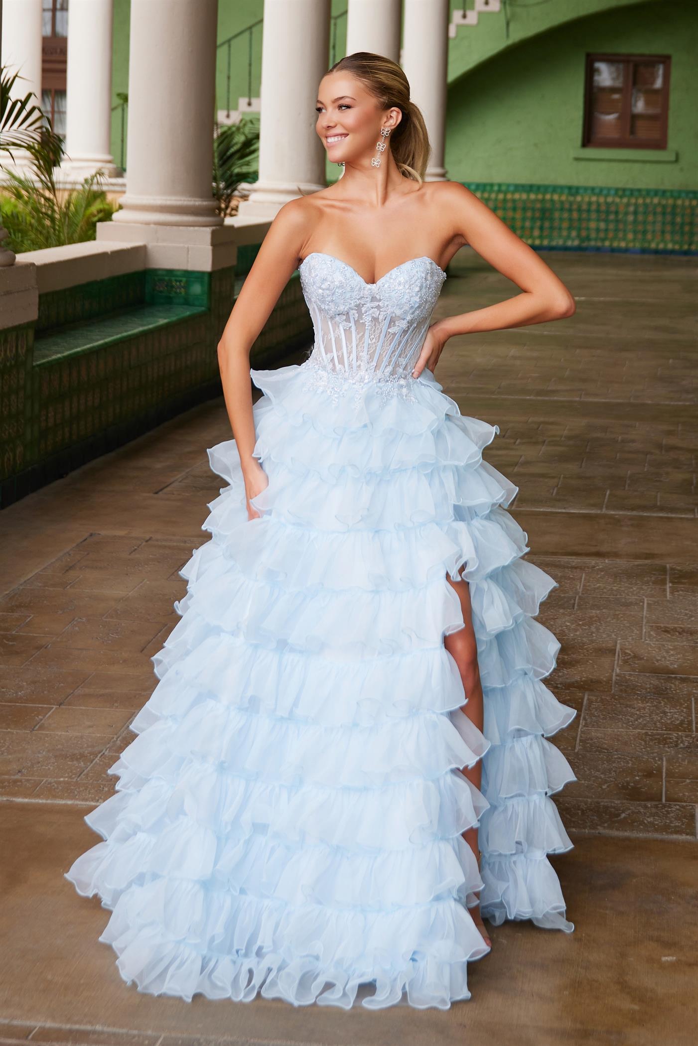 chinese dress ladies Behati Tiered Layer Midi Dress Blue main image 1