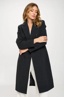 Eclipse Elegance Vegan Wool Double-Breasted Coat