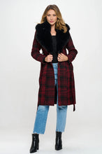 Cosmopolitan Charisma Faux Fur-Trimmed Plaid Coat