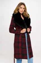 Cosmopolitan Charisma Faux Fur-Trimmed Plaid Coat