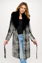 Cosmopolitan Charisma Faux Fur-Trimmed Plaid Coat