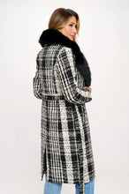 Cosmopolitan Charisma Faux Fur-Trimmed Plaid Coat